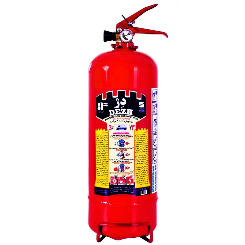 کپسول آتش‌نشانی دژ سه کیلویی پودری خشک با بدنه مقاوم